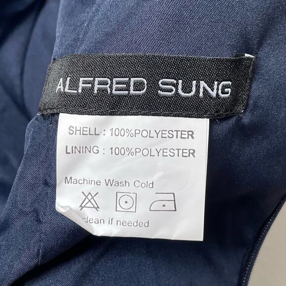 Alfred Sung Sleeveless A-Line Satin Dress w Pockets Midnight Blue Women’s 4 $231 - Picture 7 of 9